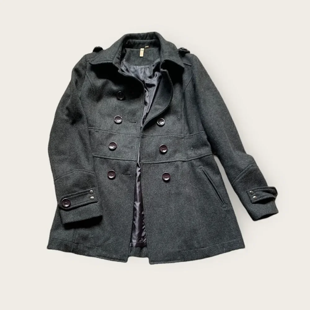 Military Style‎ Gray Wool Blend Short Coat Fits XS-S size